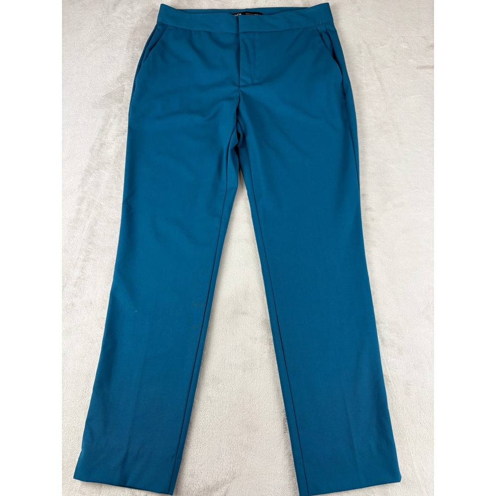 Zara Women Teal Blue Straight Leg Tailored Dress Pants Trousers Size 2 8073/553